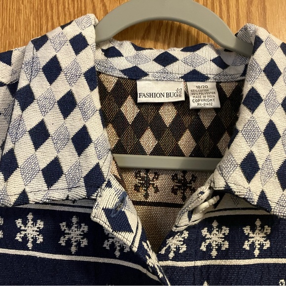 Fashion Bug Navy and White Snowflake Cardigan/Blazer Women’s Size 18/20 - Picture 3 of 7